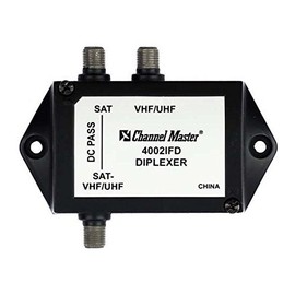 Diplexer Satellite Combiner UHF/VHF High Performance DC Passive Signal from Dish and HDTV Antenna 950-2150 MHz Combining Antenna/Satellite Signal Diplexer with Weather Boots