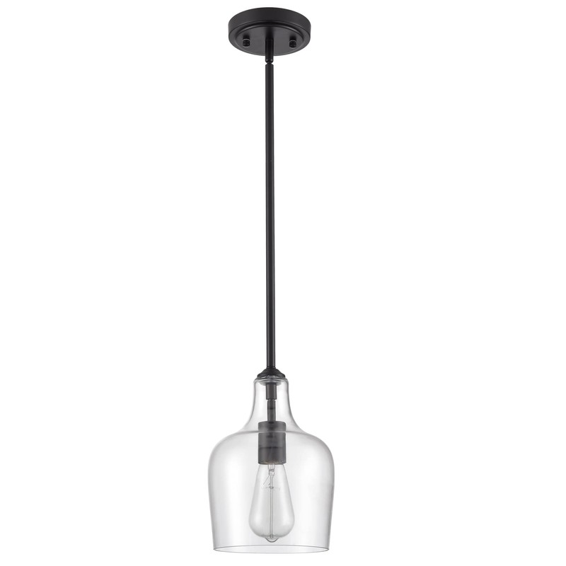 JEENKAE Modern Farmhouse Pendant Lighting for Kitchen Island Glass Black