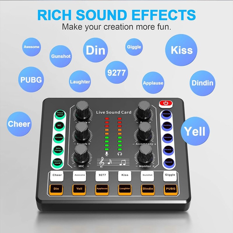 AnnuoYi M8 Audio Mixer,Live Sound Card,Portable Audio Mixer, Audio Interface
