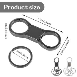 Mabor 2Pcs Keychain Quick Release Key Ring Key Fob Clip with 8Pcs Detachable Keyrings for Men Women Silver & Black Zinc Alloy Heavy Duty Car Keychain Organizer