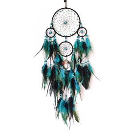 SOYUZU Dream Catchers Large Dream Catchers for Wall Hanging Blue Black Feather Dream Catchers for Bedroom Adult Kids Boys Wall Art Ornament Craft Gifts