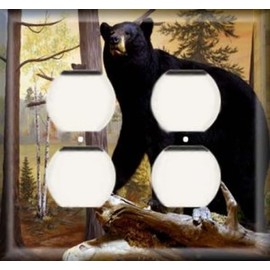SnazzySwitch Bear Museum Decorative Combo Light Switch Outlet Cover - Single Toggle Single Duplex Receptacle Combination Wall Plate