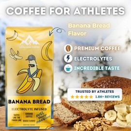 Long Run Coffee – Hydrating Coffee with Electrolytes – All Natrual Energy + Hydration + Recovery for Athletes – Stomach Friendly Electrolyte Coffee for Runners (1 lb, Banana Bread)