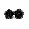 Pretty Smart Titanium Post Rose Earrings Hypoallergenic (10mm, Black)