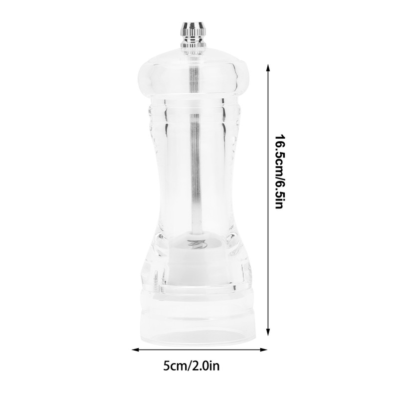 2Pcs Acrylic Manual Grinder Transparent Pepper Salt Mill Spice Jar