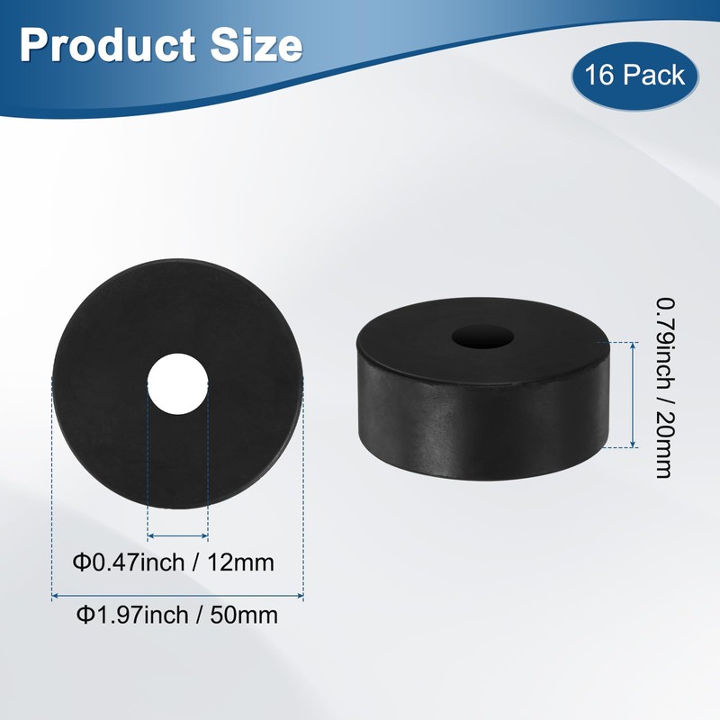 M METERXITY 16-Pack Rubber Spacer 0.47" ID 1.97" OD 0.79"