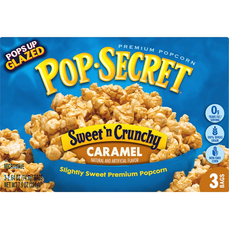 Pop Secret Popcorn, Sweet 'n Crunchy Caramel Microwave Popcorn, 2.64