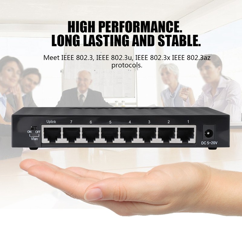 8 Ports 10/100/1000Mbps Gigabit Ethernet Switches RJ45 Smart Network Switch