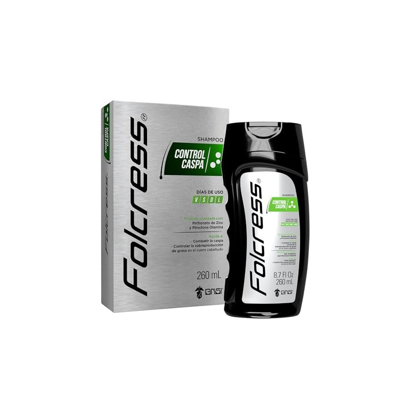 Folcress Shampoo Control Caspa para Hombre - Anticaspa, Ozonizado, Fórmula