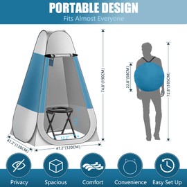 CKE Upgraded Portable Toilet Kit for Camping, Pop Up Privacy Tent, Foldable Camp Toilet for Adults, Portable Toilet for Camping with Tent for Shower Changing Room, Outdoor Camping Bathroom Tent Toilet