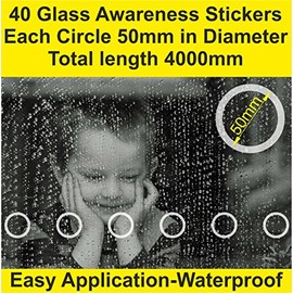 SmartSignsSolutions Pack of 40 GLASS SAFETY STICKERS ETCH EFFECT FRONT SHOP PATIO DOORS EASY APPLICATION PROFESSIONAL SMART LOOK (50mm diameter X 3200mm length) PRE-SPACED