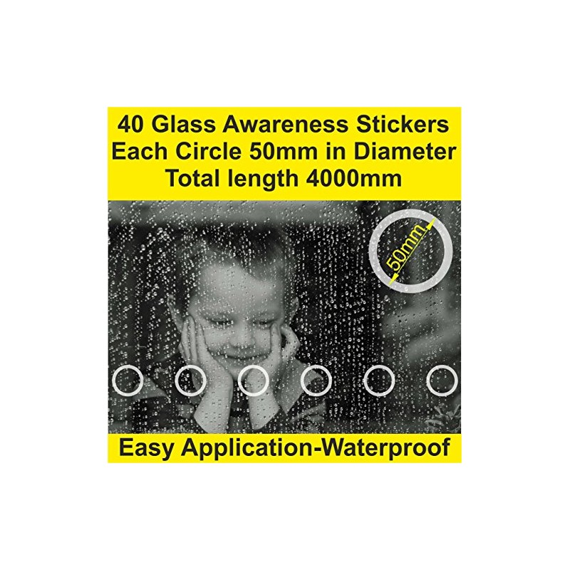 SmartSignsSolutions Pack of 40 GLASS SAFETY STICKERS ETCH EFFECT FRONT