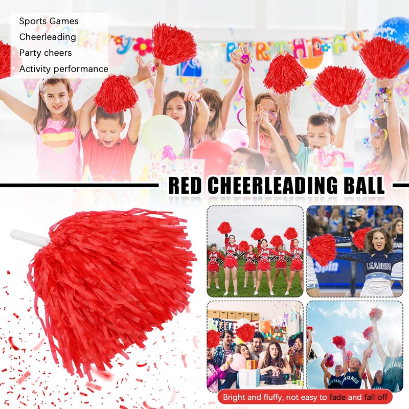 Faxco 12Pack Plastic Pom Poms Cheerleading Pom Poms Sports Dance