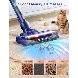 QikCln Cordless Vacuum Cleaner, Stick Vac with LED Headlights, 23Kpa Powerful Lightweight Handheld Vacuums for Home, Rechargeable, Up to 45 Minutes, 3 Modes for Carpet, Hard Floor, Pet Hair (Blue)