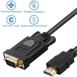 MMOBIEL HDMI to VGA Cable HDMI Male to VGA Male D-SUB 15 Pin M/M Gold-Plated 1.8 m