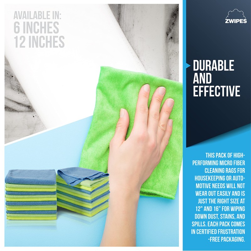 Zwipes 924 Microfiber Cleaning Cloths, 24 Pack