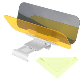 Qiilu 2 in 1 Car Transparent Anti-glare Glass Car Sun Visor Extender for Day & Night Driving