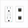 RiteAV 2 Port Cat6A Wall Plate - GFCI Outlet [Screwless