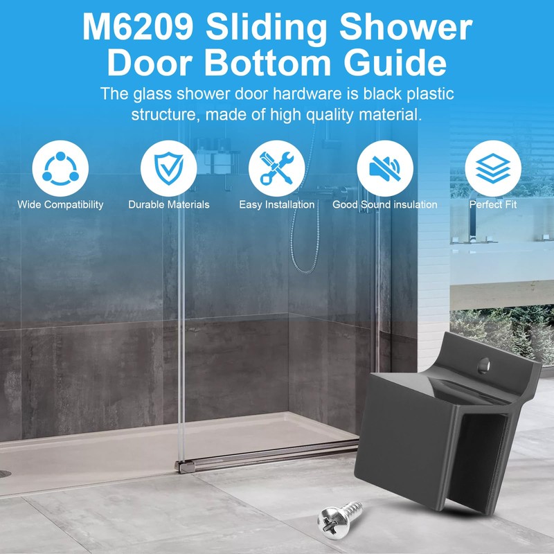 M6209 Sliding Shower Door Bottom Track, 1/2-inch Channel, Suitable for