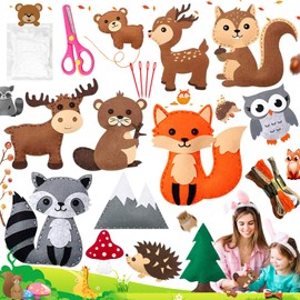 Sewing Kit for Children, Dog Breeds Children's Sewing Kit, Sewing Kit for Children, DIY Animal Shapes Felt, for Beginners, Children, Sewing Children's Felt Set with Embroidery Thread, Plastic Needles,