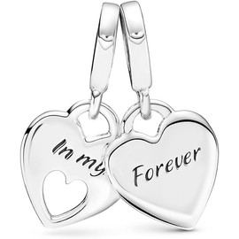 TCZNAF Mom Heart Family Bracelet Charms for European Bracelets Necklaces Mother's Day Christmas Bead Charm for Women, Cubic Zirconia