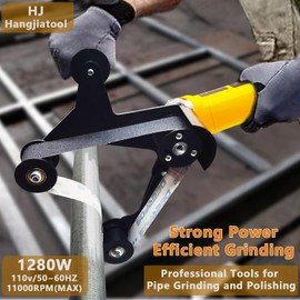 Pipe Tube Polisher Sander,1280W High-Power Industrial Grade Pipe Belt Sander with 6 Variable Speeds,Professional Polishing Tools for Grinding, Polishing,and Rust Removal (20Pcs SiC Sand Belts).