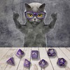scat01 - set 7 dadi purrito gold/purple
