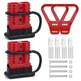 Uddick 2PCS 175A Battery Quick Connector with Dust Cover and Handle,Battery Quick Disconnect Wire Harness Plug Kit for Car Forklift Motor Winch Trailer（1/0AWG 2Handle