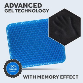 Gel Seat Cushion for Long Sitting, Double Thick, Pressure Relief