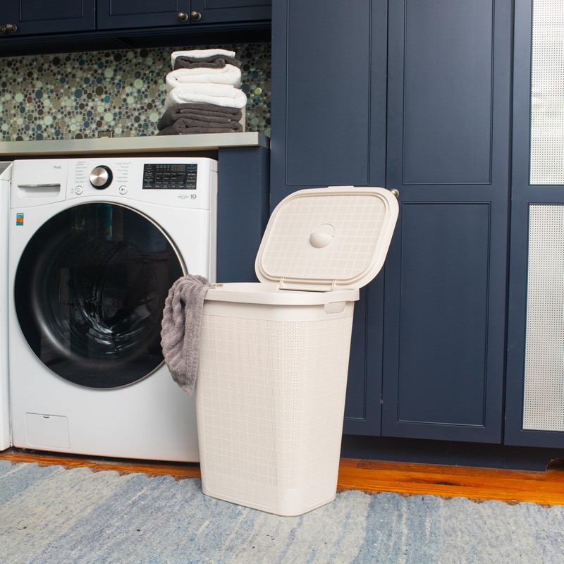 Mind Reader Slim Laundry Hamper with Lid, 50L Clothes Basket,