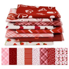 Soimoi 8 Pc Fat Quarter Bundle, Valentine Print 18"x 22" DIY Patchwork-100% Cotton Pre-Cut Quilting Fabric Red & Pink