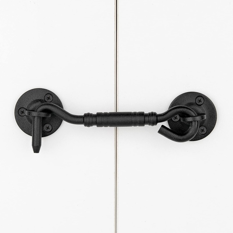 INIRET 2 Packs 4”Barn Door Latches，Matte Black Heavy Duty Solid
