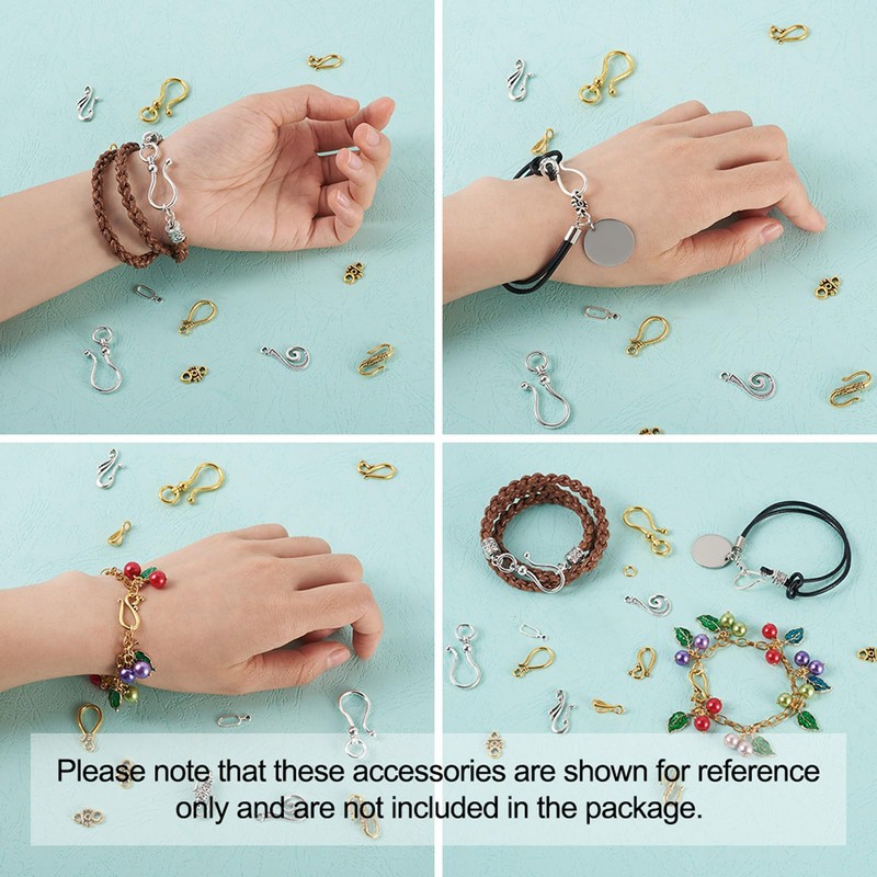 Beadthoven 60sets 8 Styles Tibetan S Hook Ring Toggle Clasps