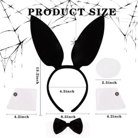 KSVFTB 5pcs Bunny Costume, Bunny Costume Accessories Bunny Ears and Tail Collar Bow Tie Cuffs for Adult Women Men for Costume Party Cosplay