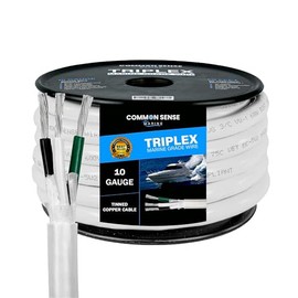 10 Gauge 3 Conductor Marine Wire - 60 ft Triplex Round Marine Grade Wire Tinned Copper Oxygen-Free Insulated - 10/3 AWG UL 1426 Standard PVC Wire for Boat, Automotive, Speakers, Camper & Trailers