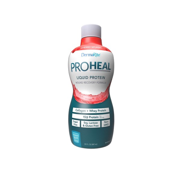 ProHeal Liquid Protein Supplement, 2 Pack - Advanced Wound Care Formula - 15g Protein and 100 Calories per Serving - Collagen and Whey - Lactose, Soy, Gluten and Sugar Free - 30 oz, Cherry