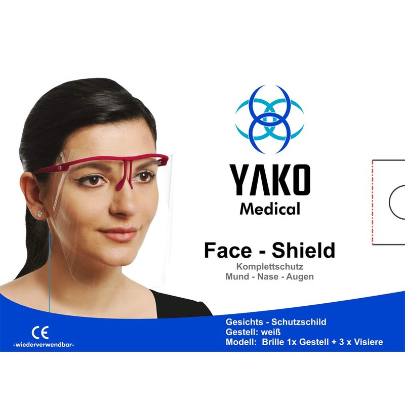 Face Visor Full Protection Mouth, Nose, Eyes, Anti-Bacterial, Glasses Frame,