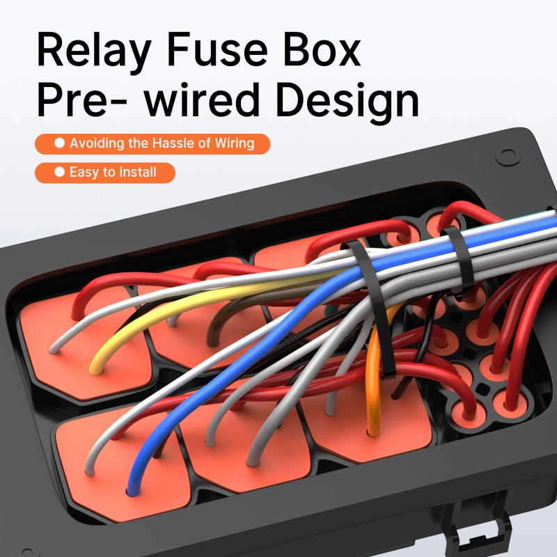 Pre-wired 6 Way Fuse and Relay Box Waterproof 12V Fuse