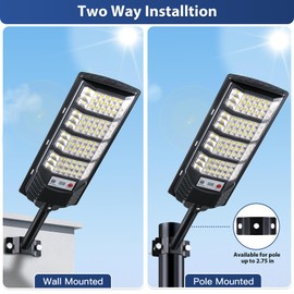 4 Pack Solar Street Lights Outdoor Waterproof, 20000LM 6500K LED Solar Motion Sensor Light Outdoor, Dusk to Dawn Flood Lights Remote Control, Commercial Area Parking Lot Light