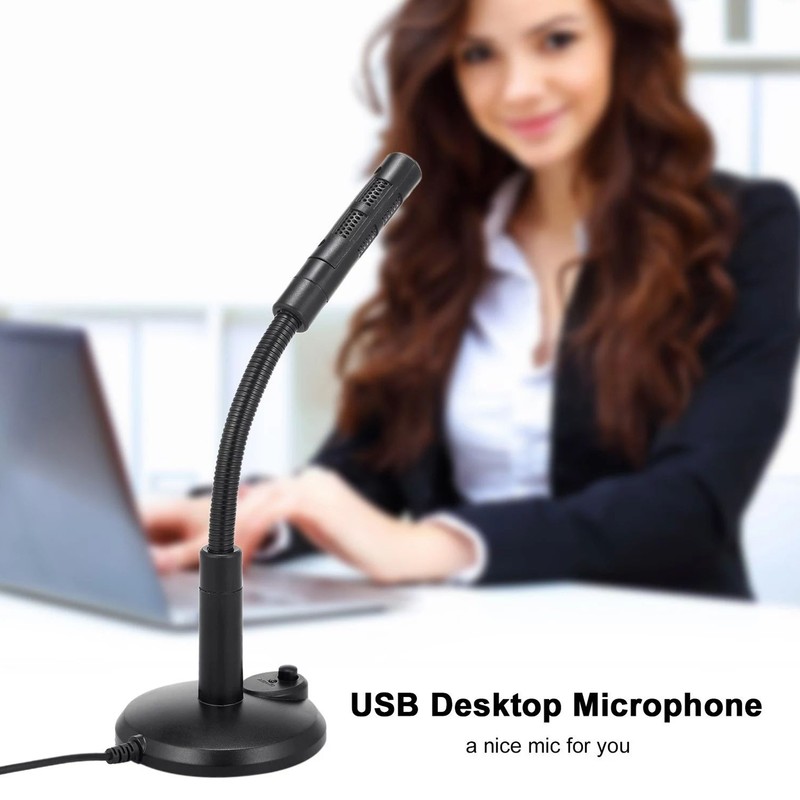 USB Microphone Adjustable Hose Desktop Computer PC Live Broadcast Business