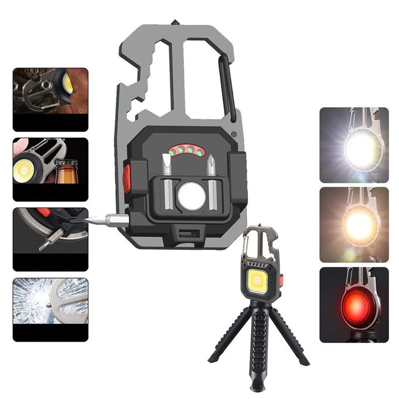 Keychain Work Light USB Charging Portable Pocket LED Flashlight Multifunctional