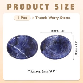 PATIKIL Thumb Worry Stone for Anxiety, Natural Oval Crystal Stone, Polished Gemstone Hand Carved Pocket Rock Anxiety Crystals for Women Stress Gifts Meditation, Indigo Blue