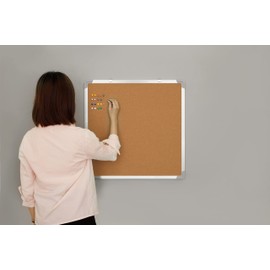 Cork Board Set - Bulletin Corkboard 24 x 24 inch Framed with 10 Thumb Tacks - Wall Hanging Message Memo Pin Tackboard Organizer for Home, Office, Desk and Cubicle (Cork 24x24")