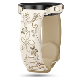 TUCOMO Correa de reloj de silicona grabada floral compatible con Garmin Vivoactive 6/Vivoactive5/Vivoactive3, correa deportiva suave de 20 mm para Garmin Venu SQ/Forerunner 55/165