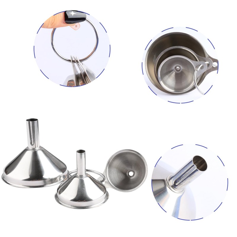 GroveEss Stainless Steel Kitchen Funnel Set,3 PCS Funnel and 2