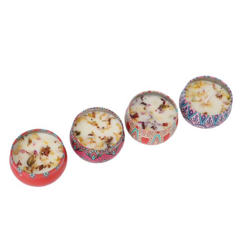 4pcs Dried Flower Aromatherapy Candle Set Long Lasting Aroma Scented