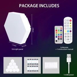 10 Pack Exquisite Lighting Hexagon Lights – Versatile LED Wall Lights for Innovative Illumination, Available for Touch and Remote Control - Transform Your Night Experience (3.95)