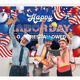 Labor Day Decorations Banner Remember and Honor Laborer Banner Stars and Stripes Style Celebration Party Decorations Happy Labor Day Party Photo Background