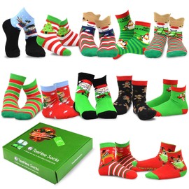 TeeHee Christmas 12-Pair Cotton Socks, Great Value Gift Box for Kids (3-5 Years, Snowman)