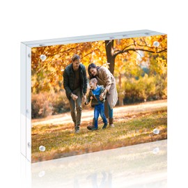 1 Pack 8x10 Acrylic Picture Frames - 20% Thicker Double Sided Magnetic Frame with UV Protection - Freestanding Clear Frameless Display for Tabletops - Modern Photo Frame Set for Home & Office Decor